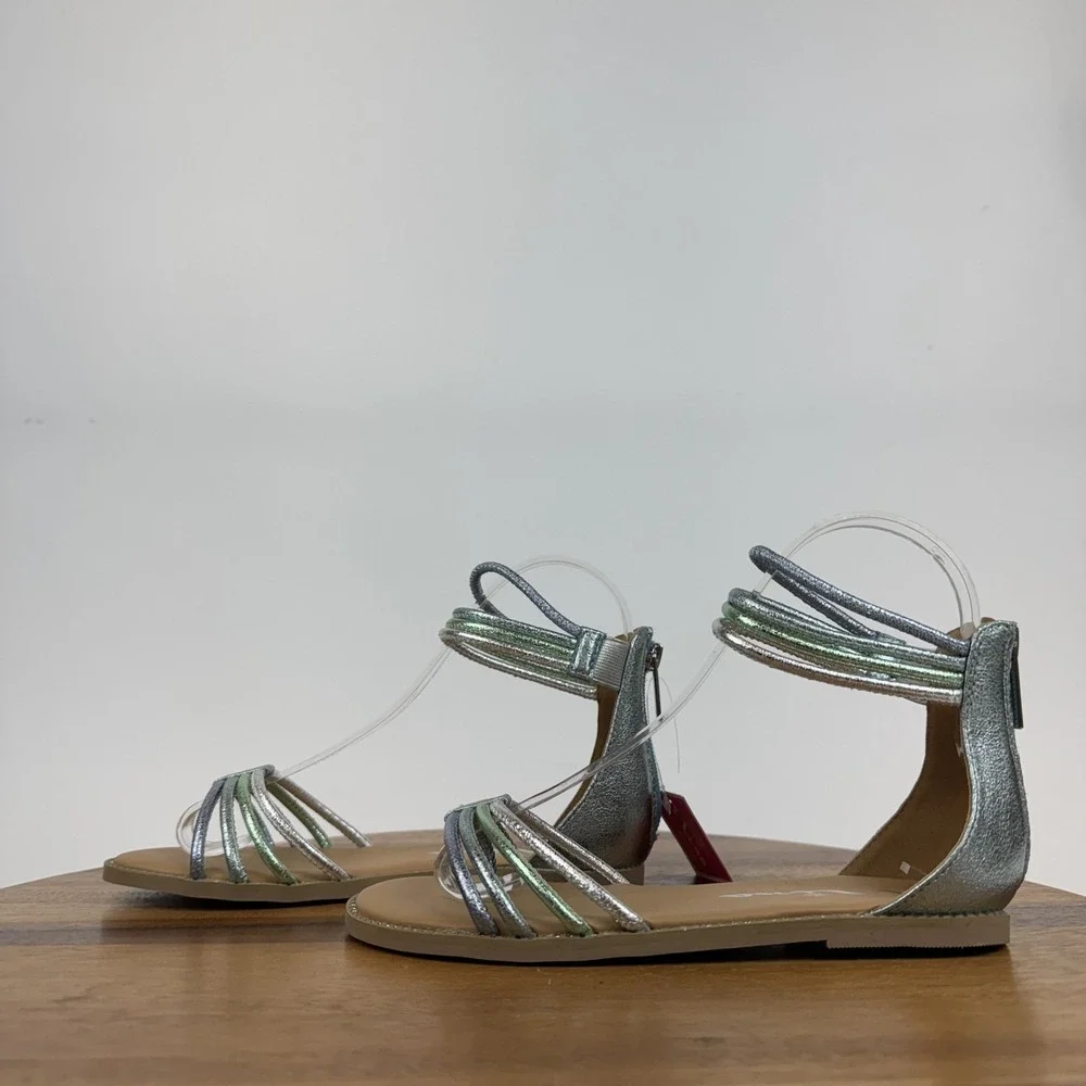 New NWOB Big Kids Girls Nina Brianna Blue Metallic Strappy‎ Sandals Size 2 Y
